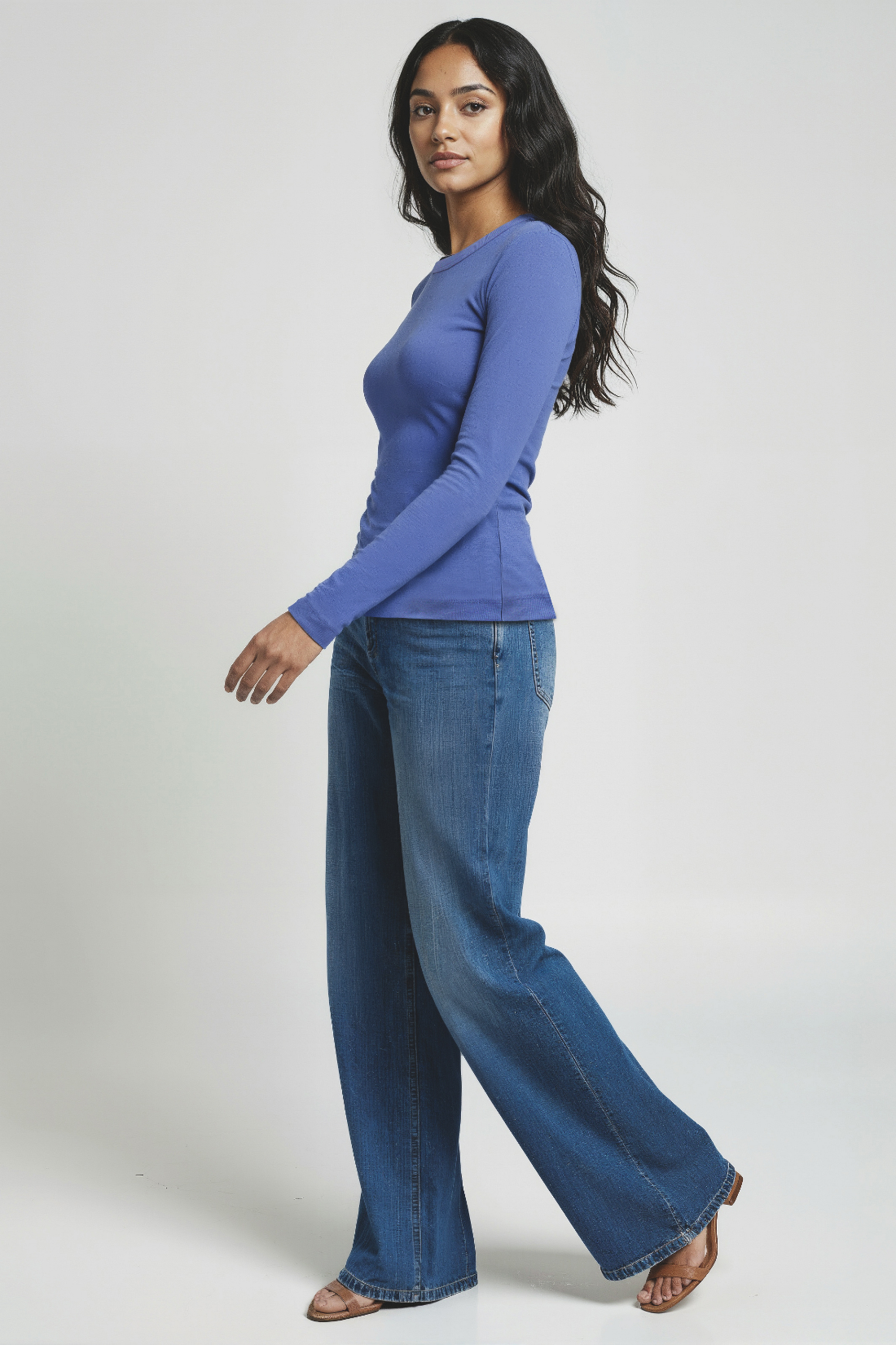 Ribbed Crew-Neck Long Sleeve Tee | Coastal Fjord