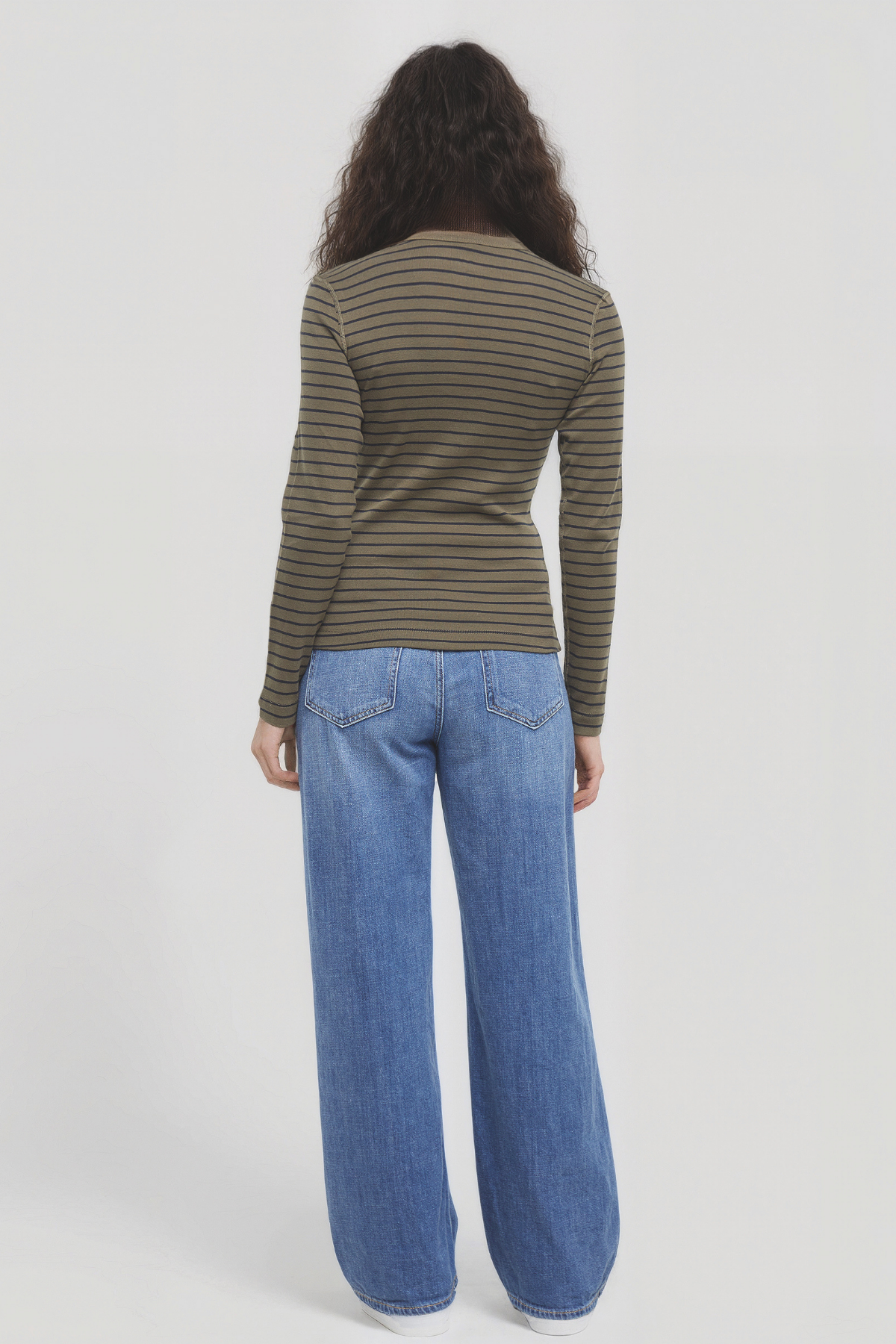 Victoria Crew-Neck Long Sleeve Rib Tee | Grape Leaf Stripe