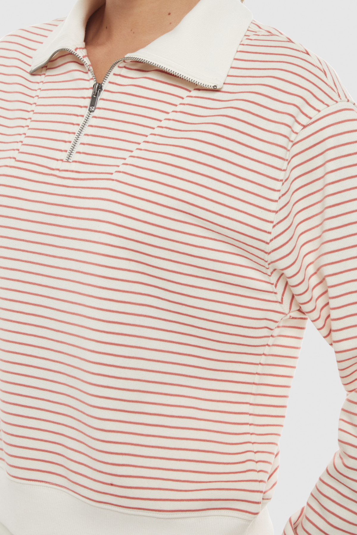 Marty Pullover | Egret Dusty Cedar Stripe