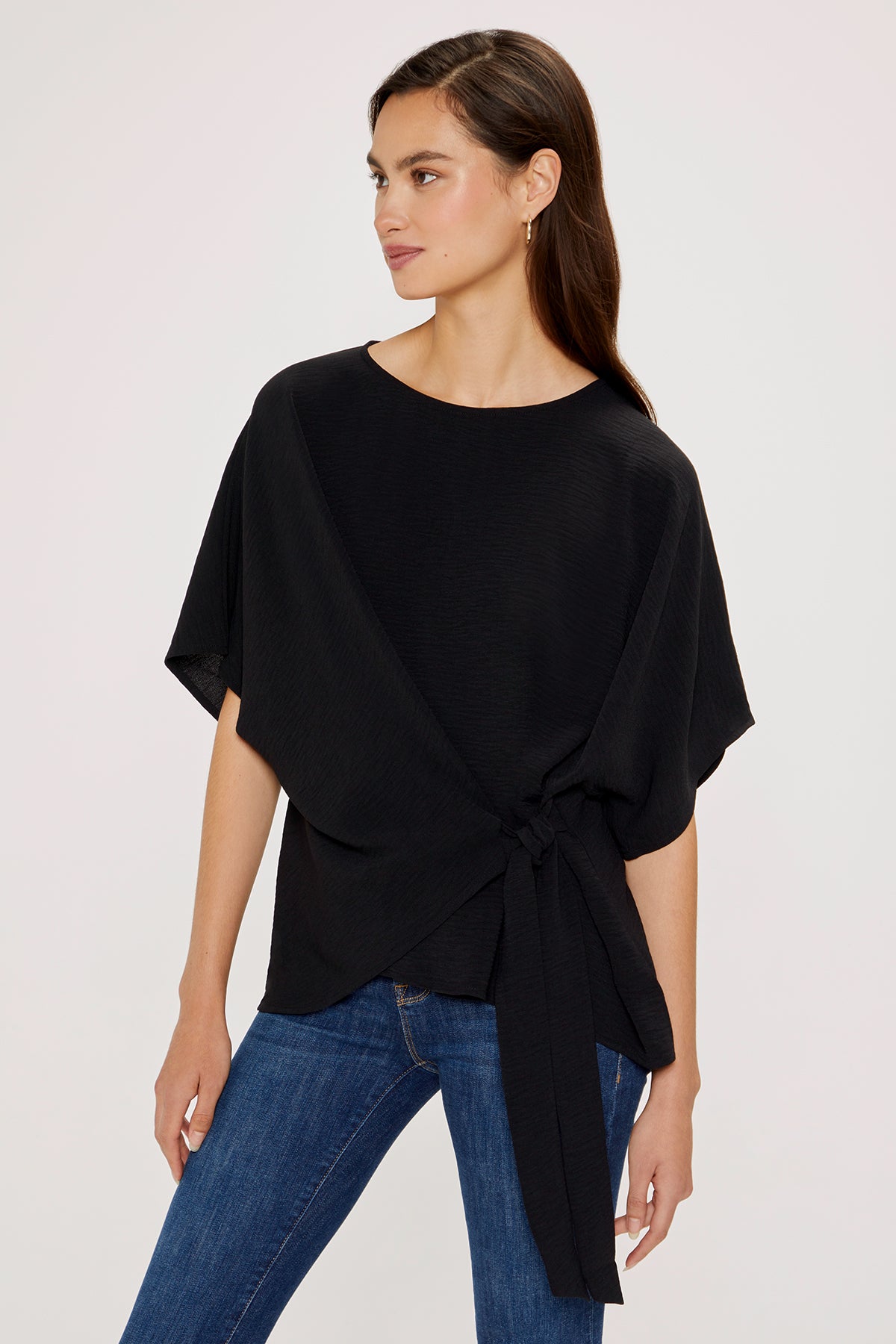 Blair Front Tie Top | Black