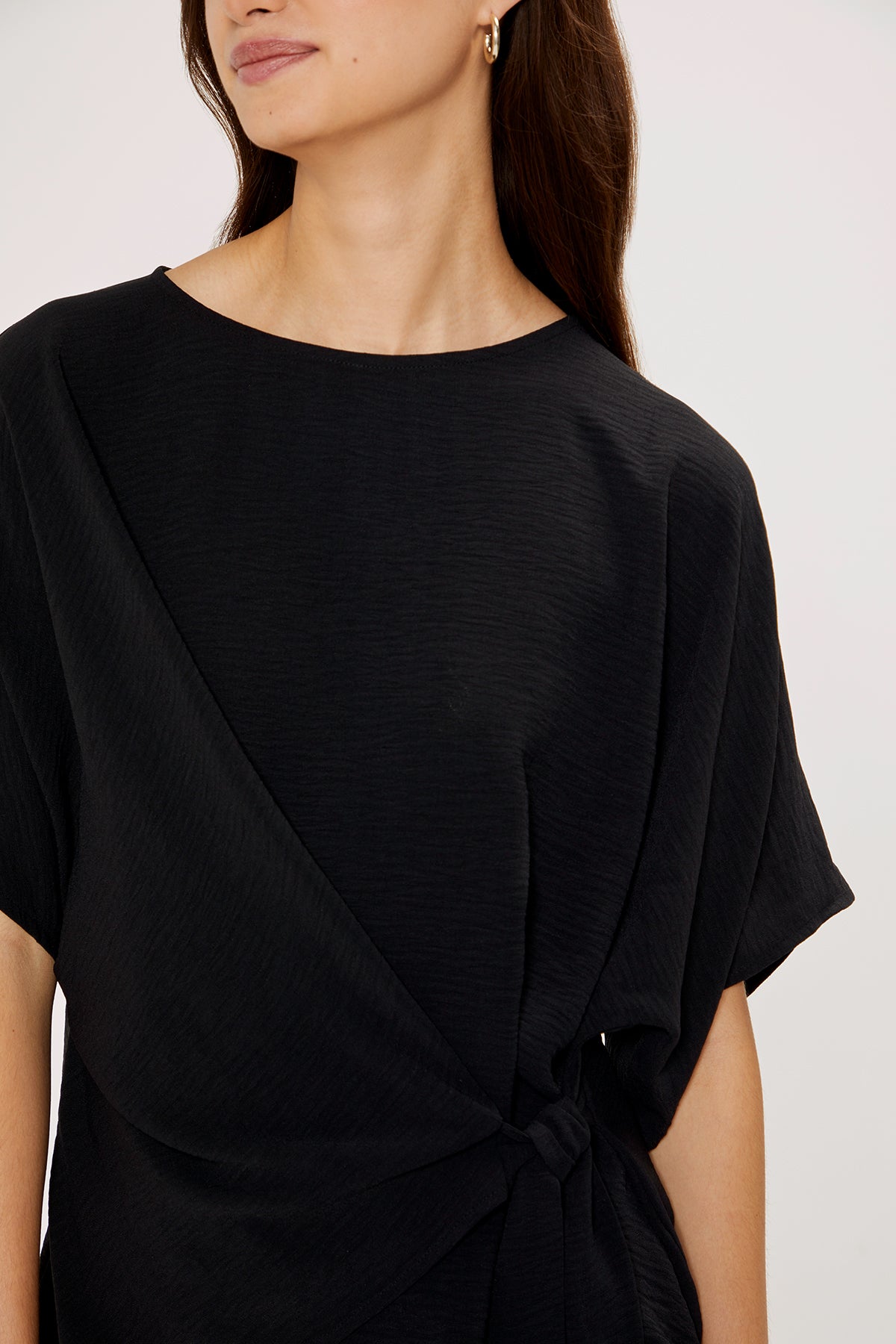 Blair Front Tie Top | Black