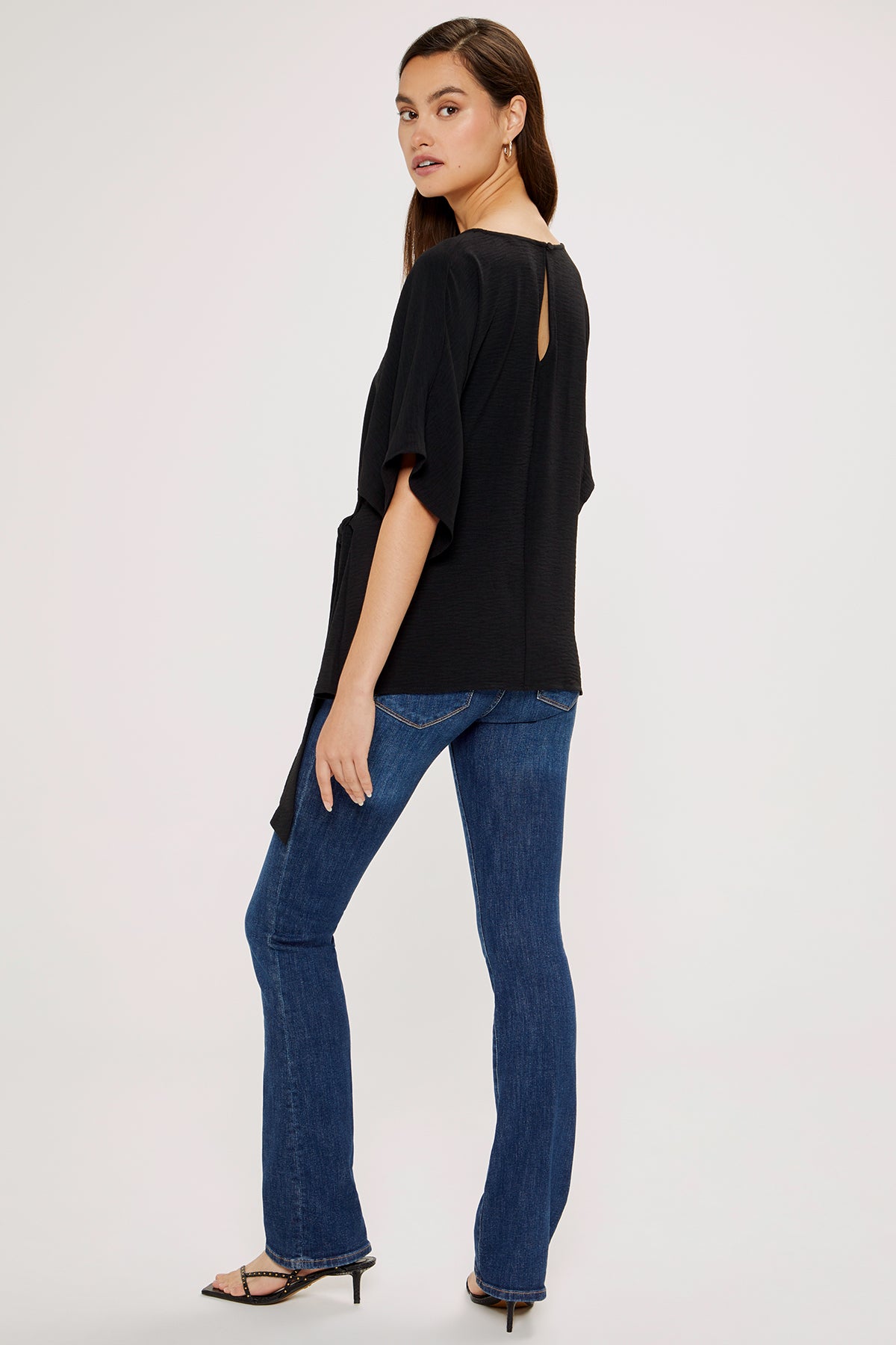 Blair Front Tie Top | Black