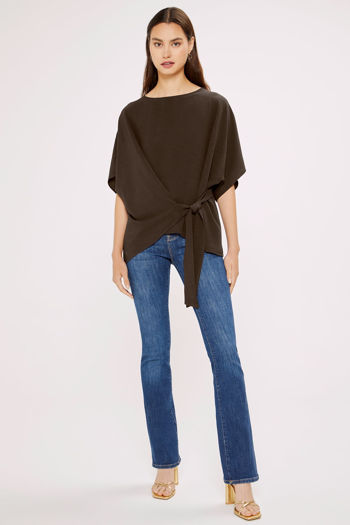 Blair Front Tie Top | Chocolate Brown