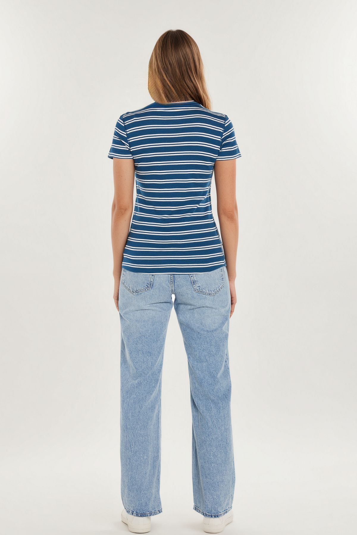 Crew-Neck Short Sleeve Tee | Gibraltar Sea Egret Stripe