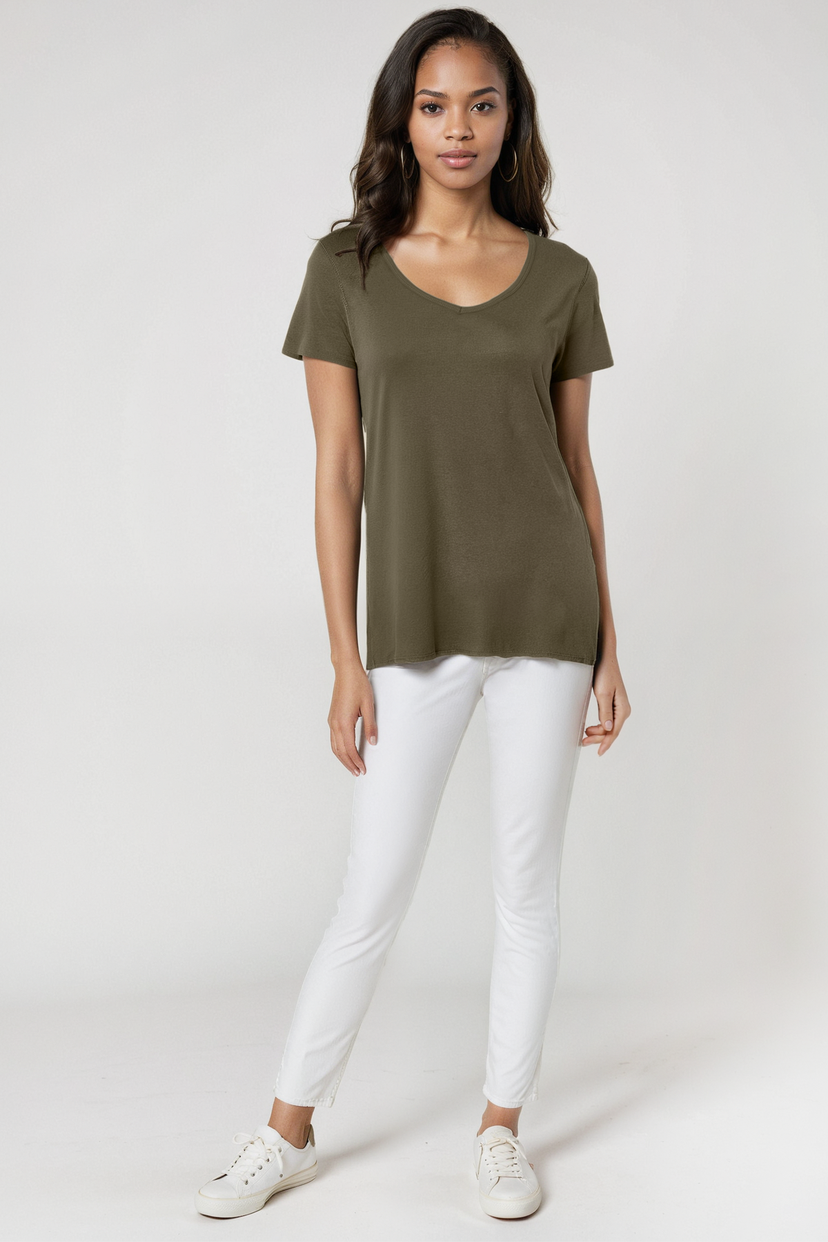 V-Neck Short Sleeve Tee | Grape Leaf