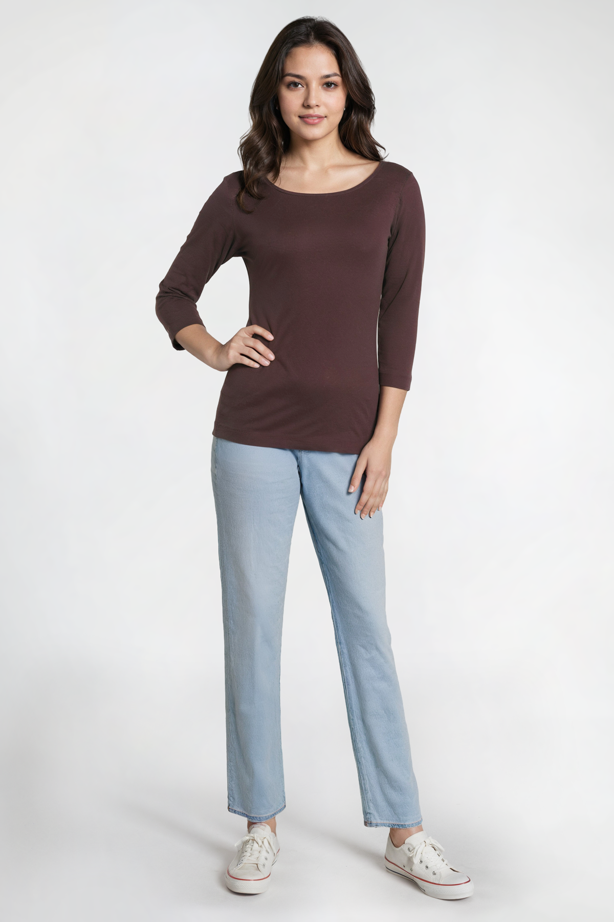 3/4 Sleeve British Tee | Chocolate Plum