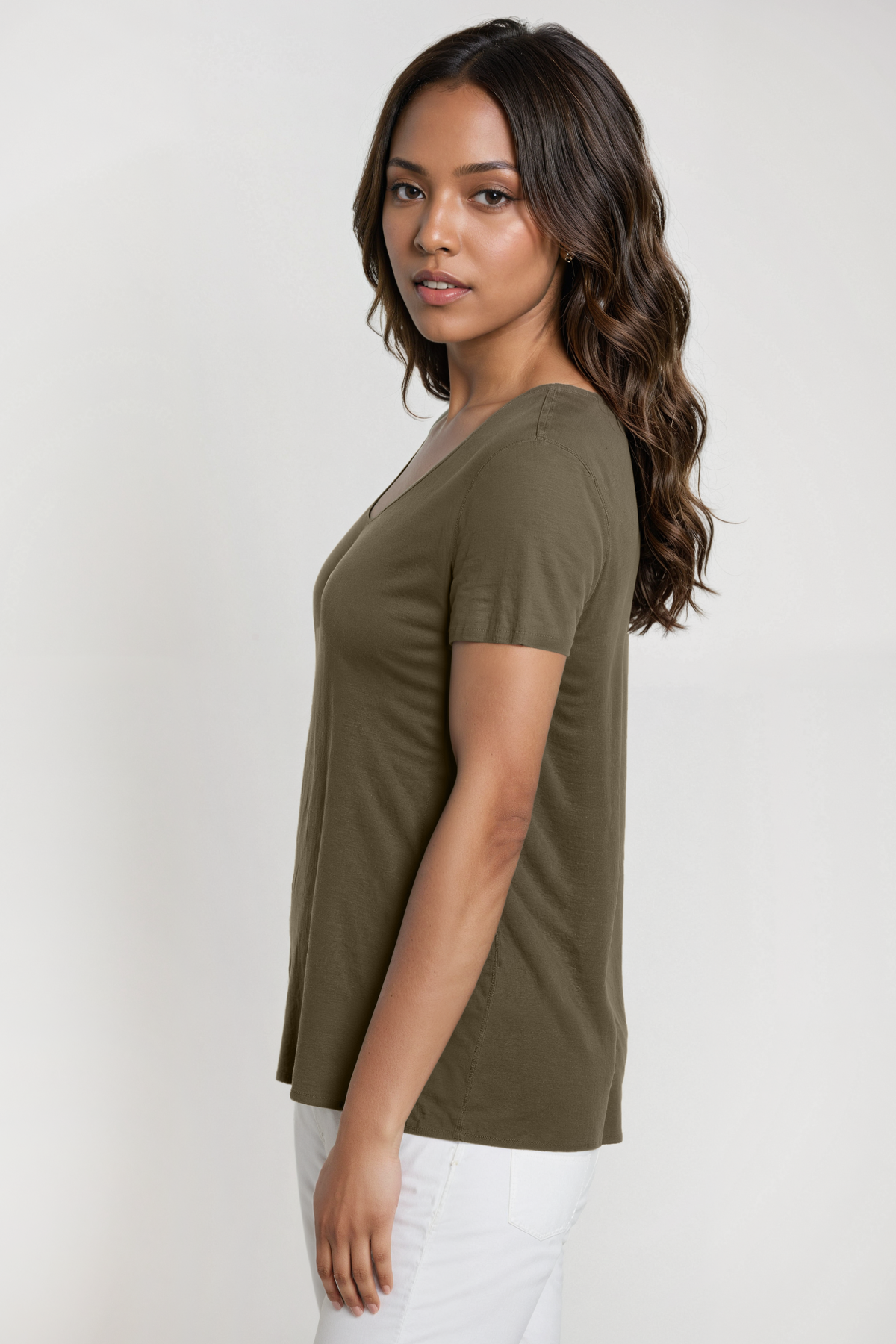 V-Neck Short Sleeve Tee | Grape Leaf