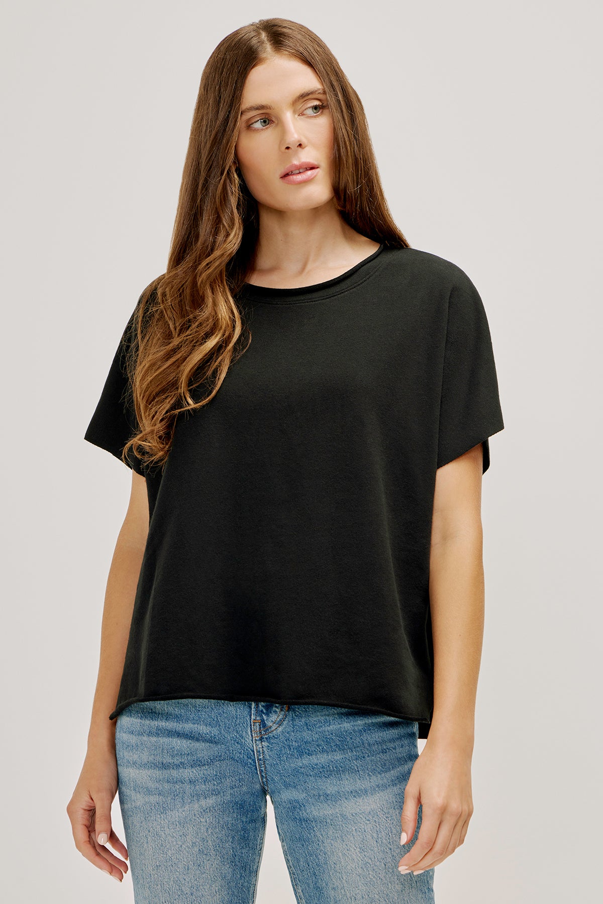 Raw Cut Short Sleeve Dolman Tee