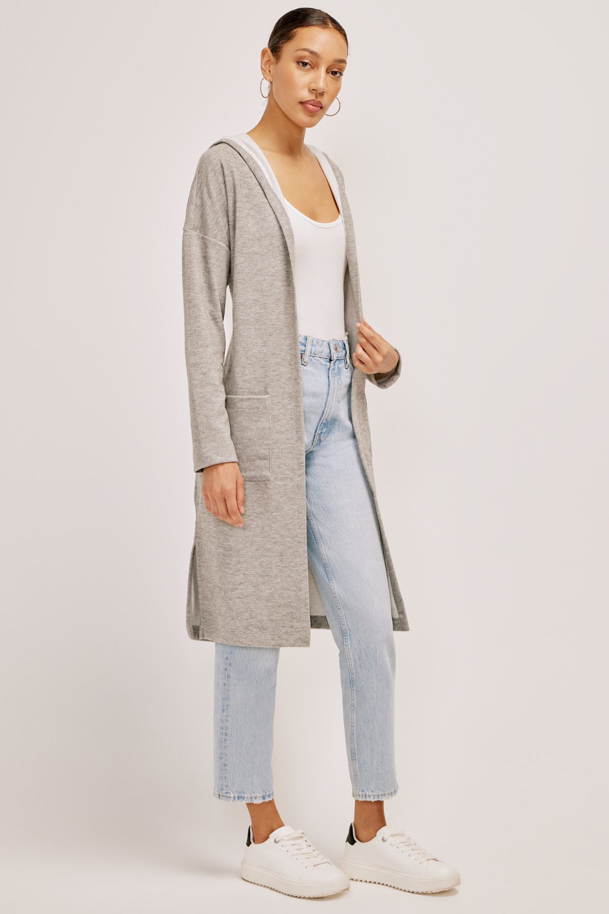 Open Front Long Hooded Cardigan – Three Dots