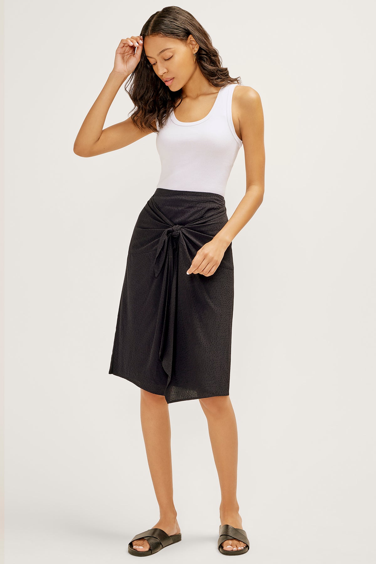 Front Wrap Tie Skirt – Three Dots