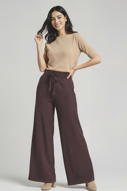 Ally Wide Leg Pant | Heather Black Coffee