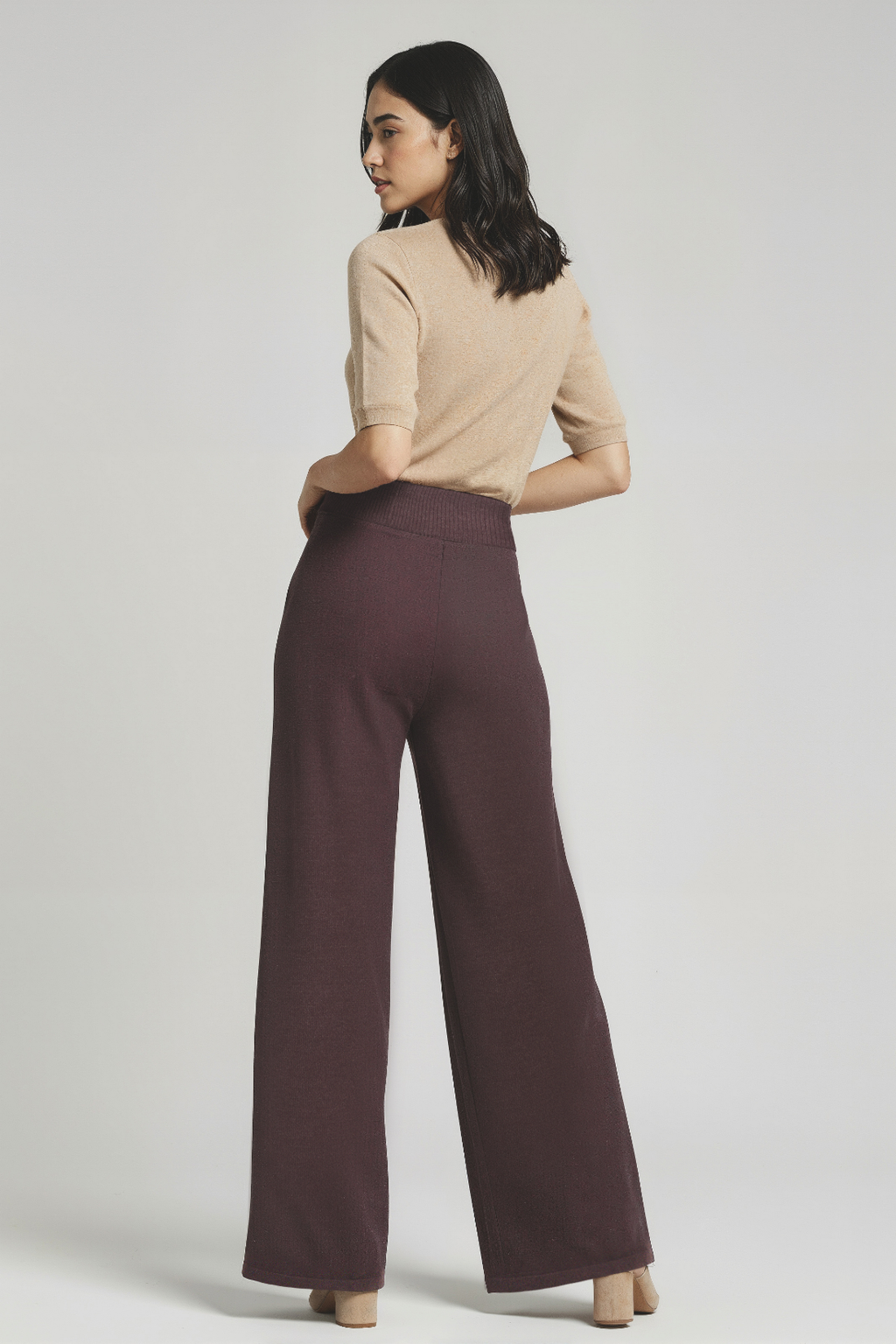 Ally Wide Leg Pant | Heather Black Coffee
