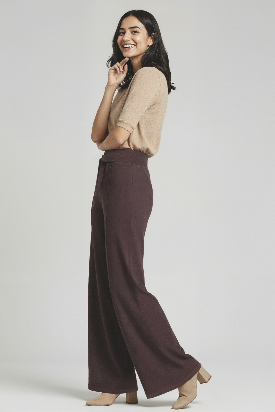 Ally Wide Leg Pant | Heather Black Coffee