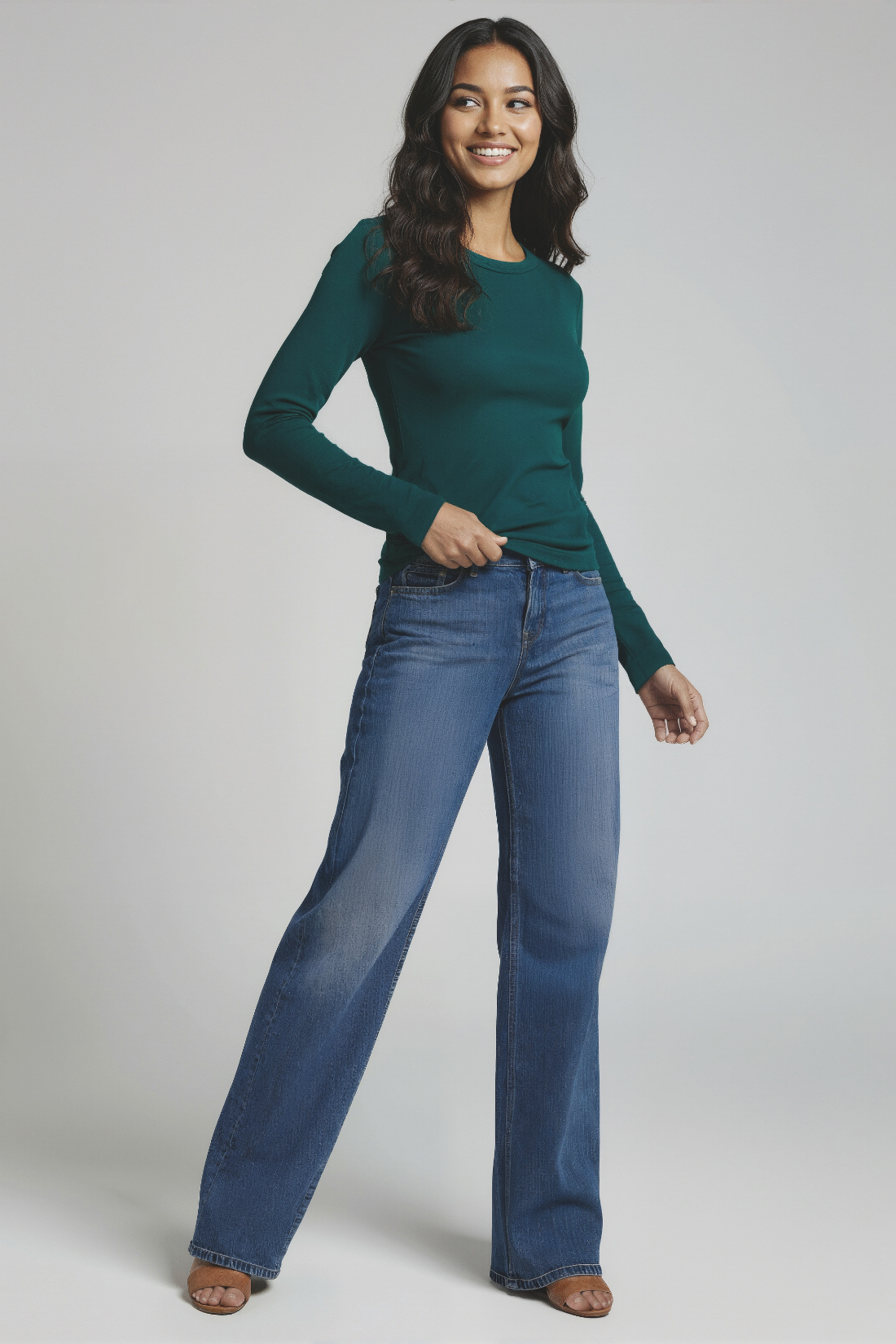 Ribbed Crew-Neck Long Sleeve Tee | Botanical Garden