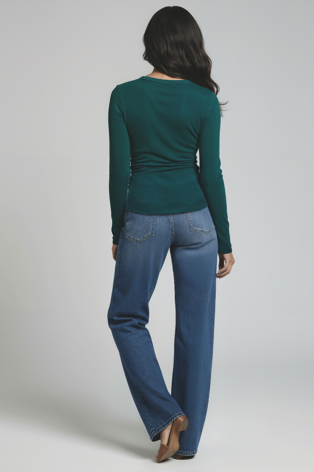 Ribbed Crew-Neck Long Sleeve Tee | Botanical Garden