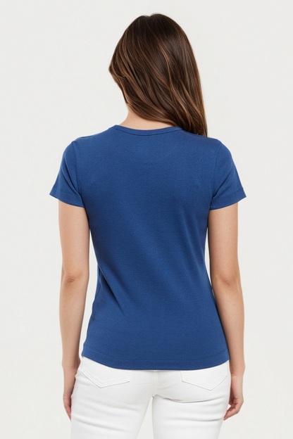 Crew-Neck Short Sleeve Tee | Navy Peony