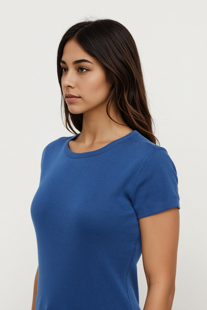 Crew-Neck Short Sleeve Tee | Navy Peony