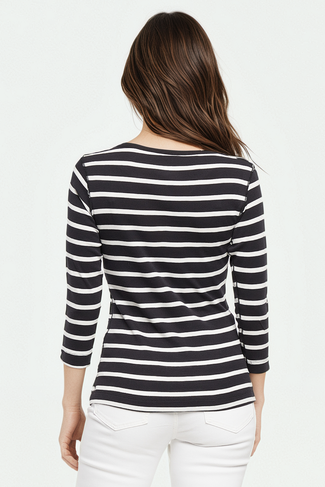 3/4 Sleeve British Tee | Black Beauty Mel Stripes