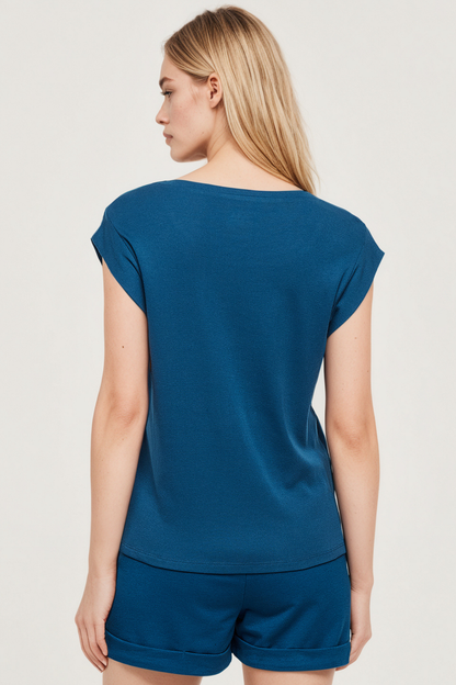 Constance Rib Top | Navy Peony