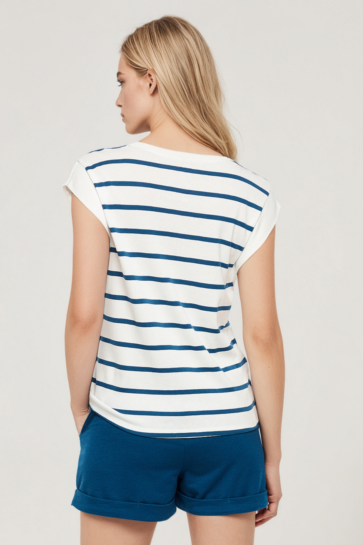 Constance Rib Top | Navy Peony Constance Stripe