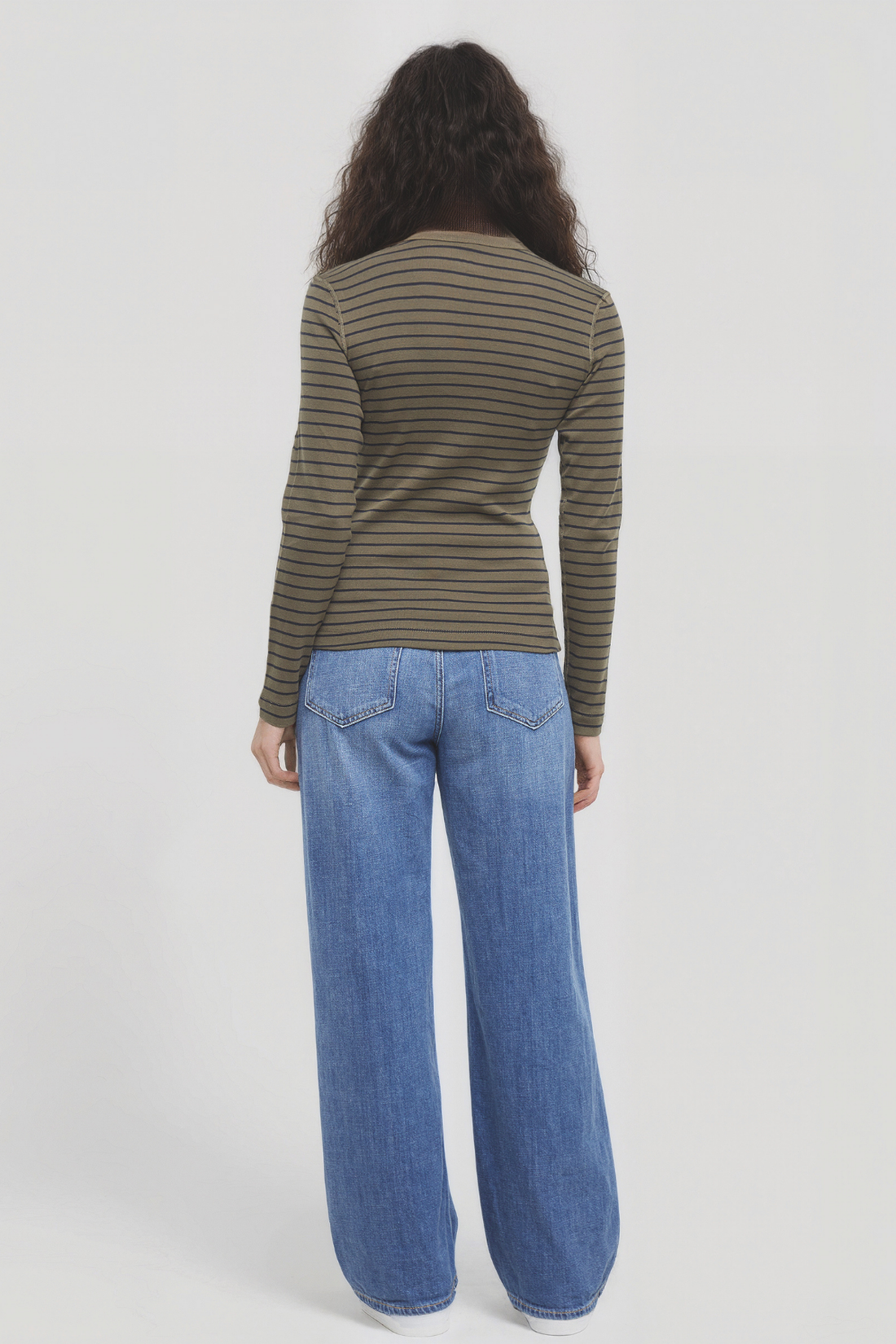Victoria Crew-Neck Long Sleeve Rib Tee | Grape Leaf Stripe