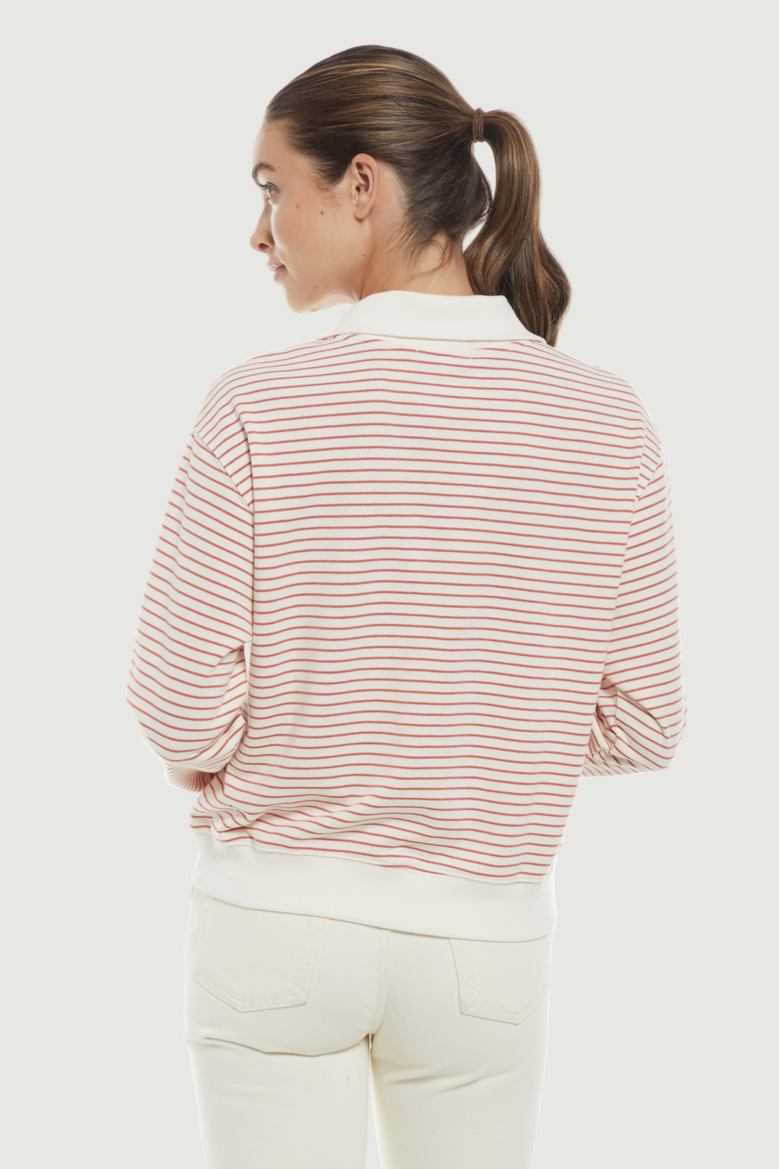 Marty Pullover | Egret Dusty Cedar Stripe