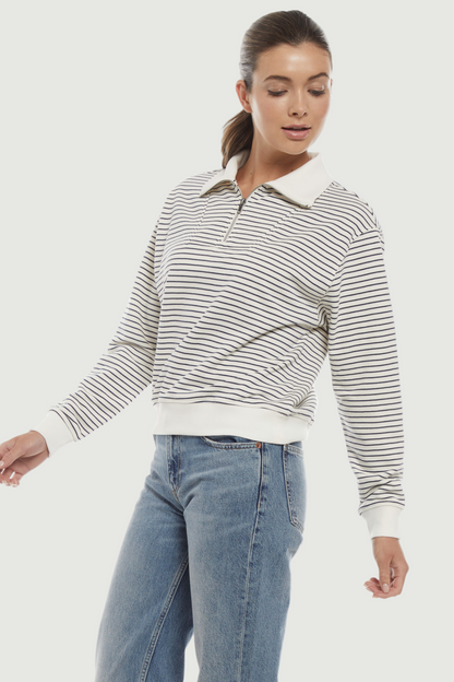 Marty Pullover | Egret Peacoat Stripe
