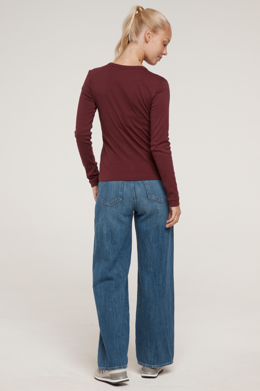 Ribbed Crew-Neck Long Sleeve Tee | Fig