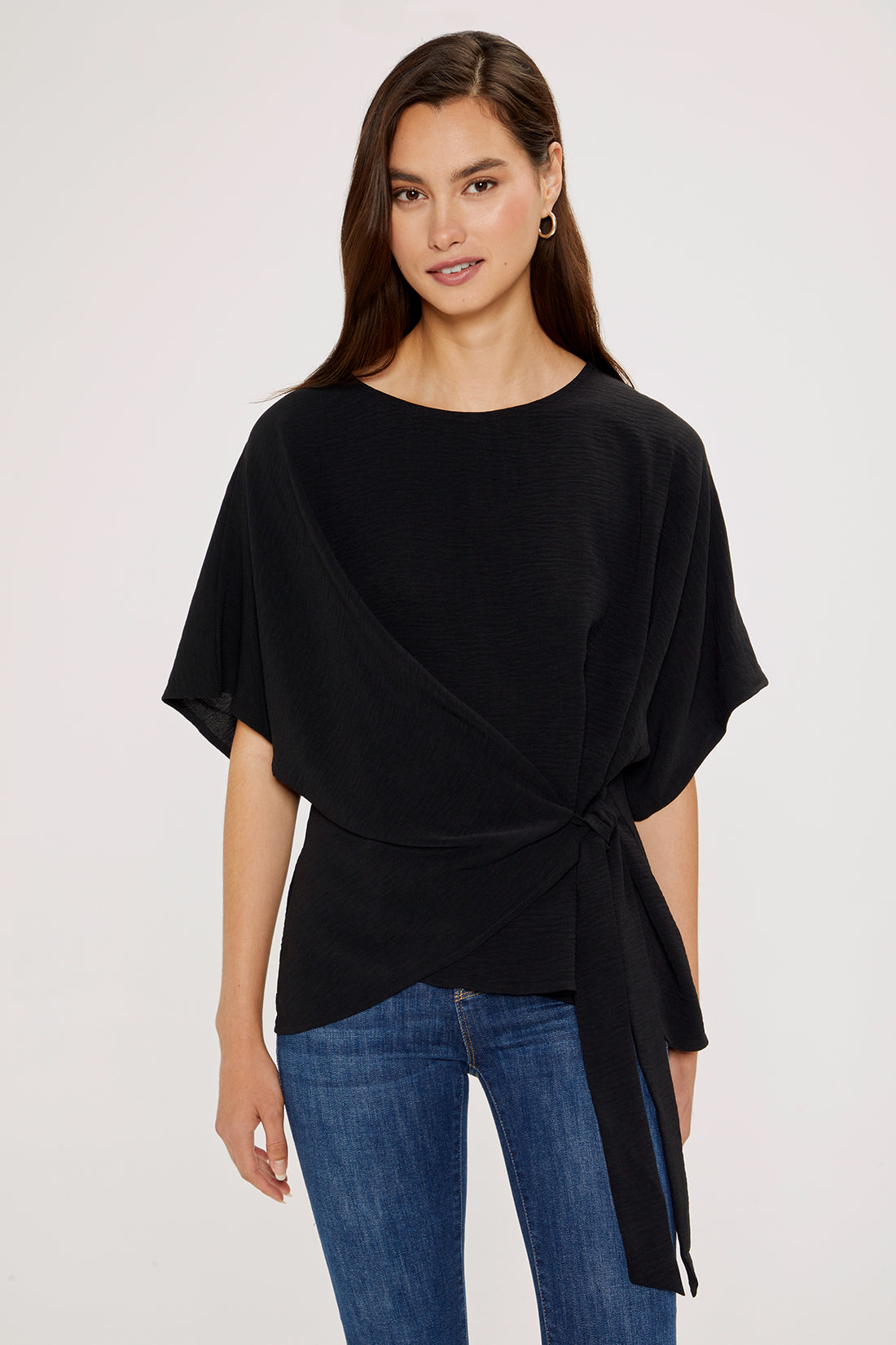 Blair Front Tie Top | Black