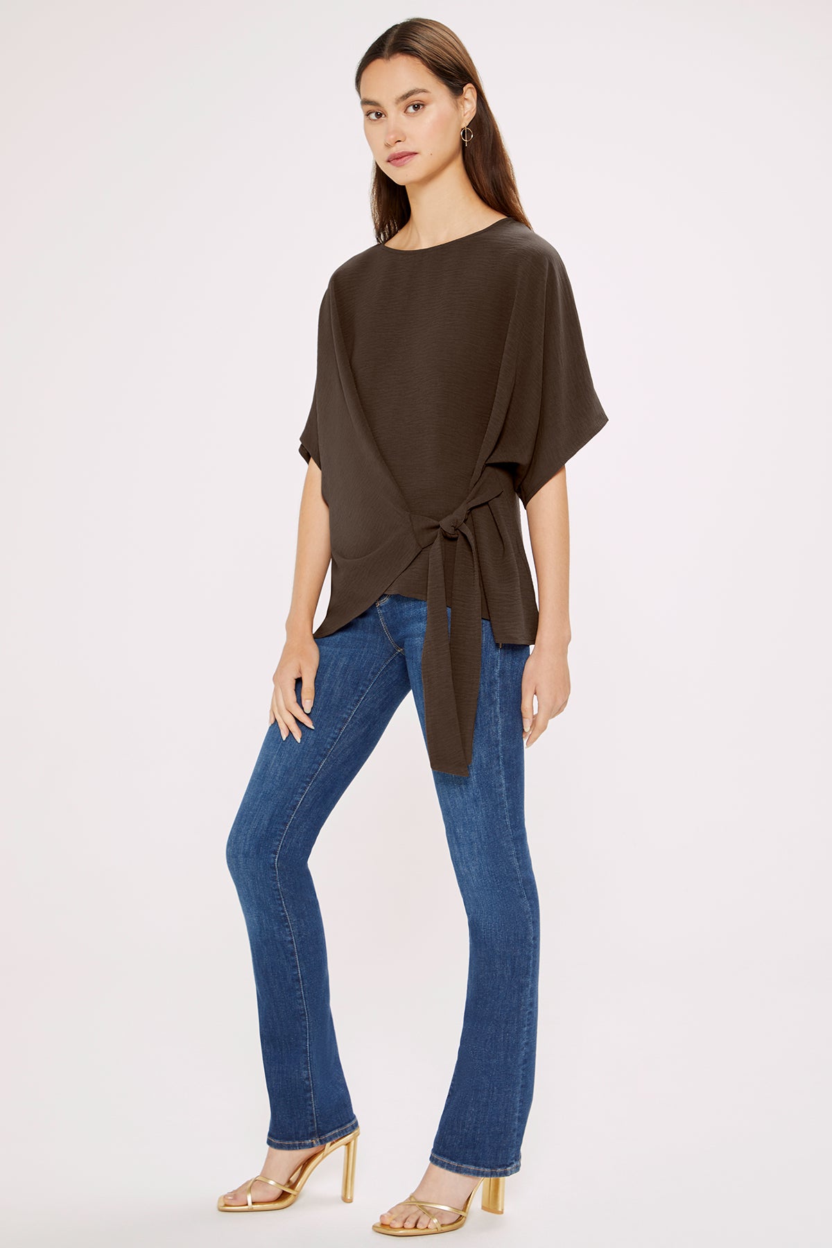 Blair Front Tie Top | Chocolate Brown