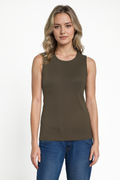 Ribbed Crew-Neck Tank | Grape Leaf