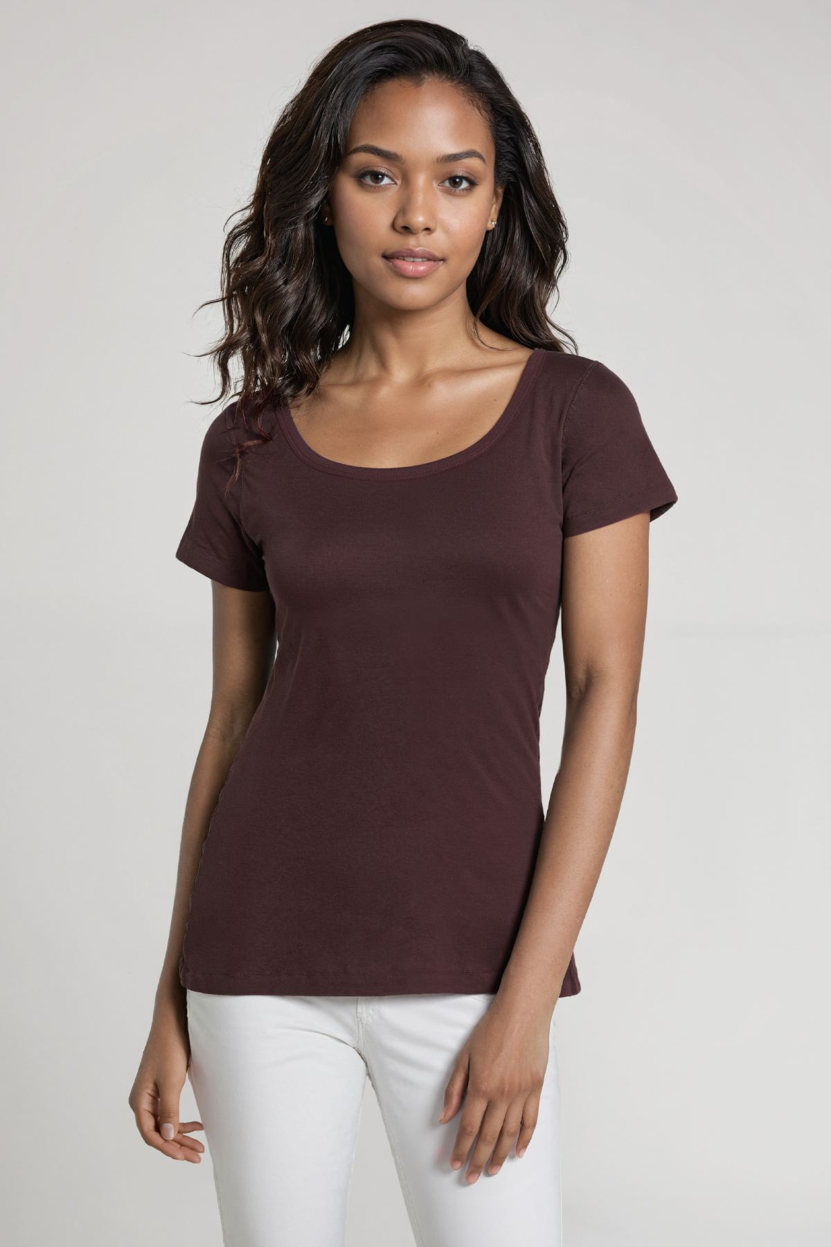 Short Sleeve Round Neck Tee | Chocolate Plum
