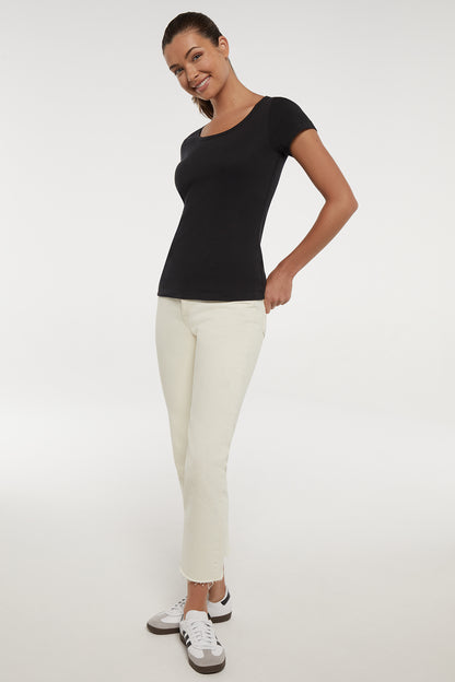 Short Sleeve Round Neck Tee | Black