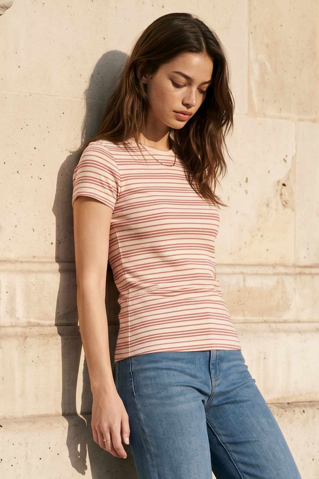 Crew-Neck Short Sleeve Tee | Cedar Wood Kent Stripe