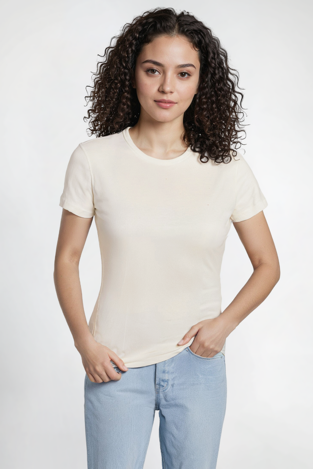 Crew-Neck Short Sleeve Tee | Egret