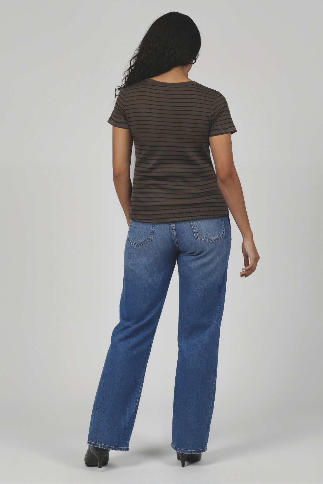 Crew-Neck Short Sleeve Rib Tee | Grape Leaf Stripe