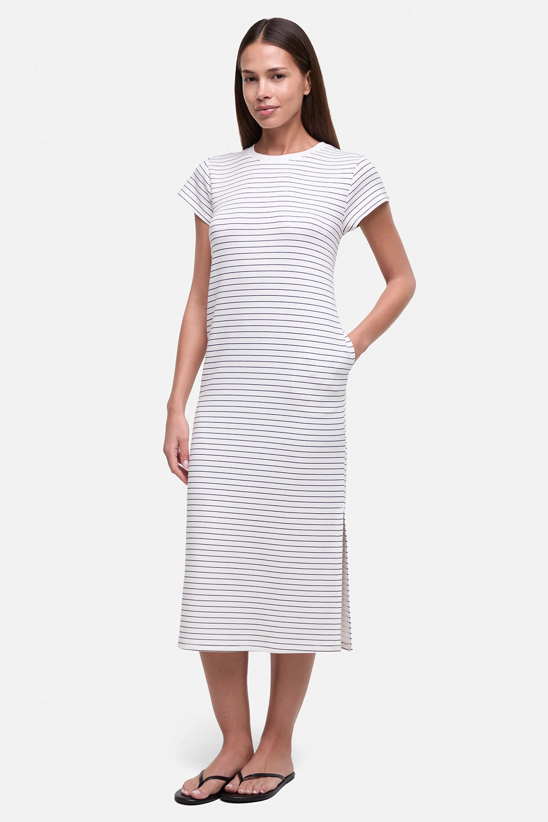 Rowyn Midi Dress | Black Mini Stripe
