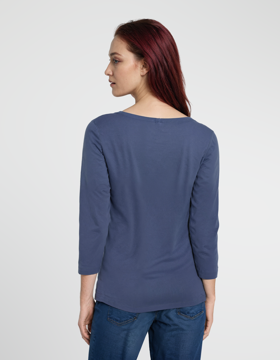 3/4 Sleeve Knit Tee in Water Dots Taupe/Black