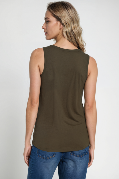 Ribbed Crew-Neck Tank | Grape Leaf
