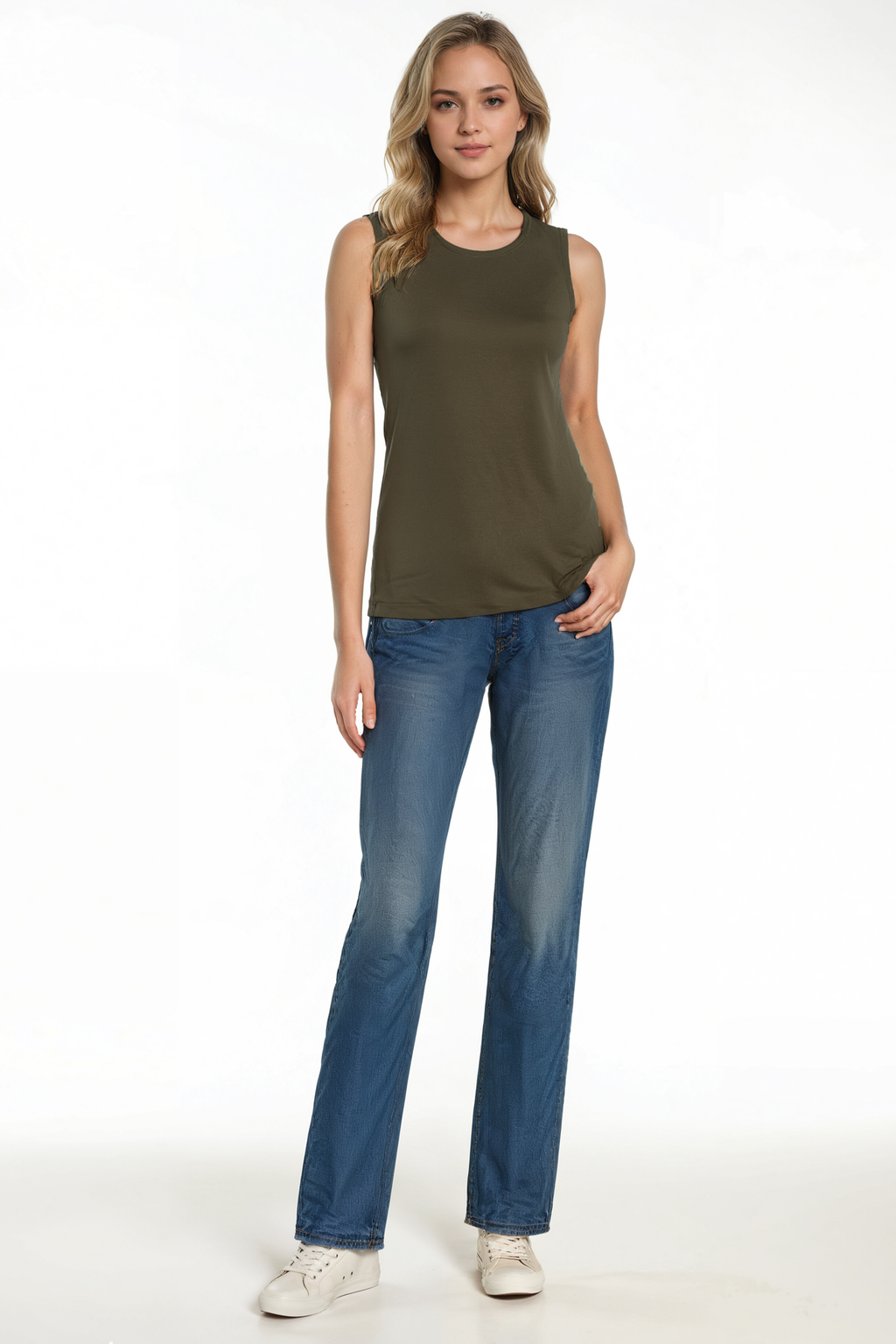 Ribbed Crew-Neck Tank | Grape Leaf