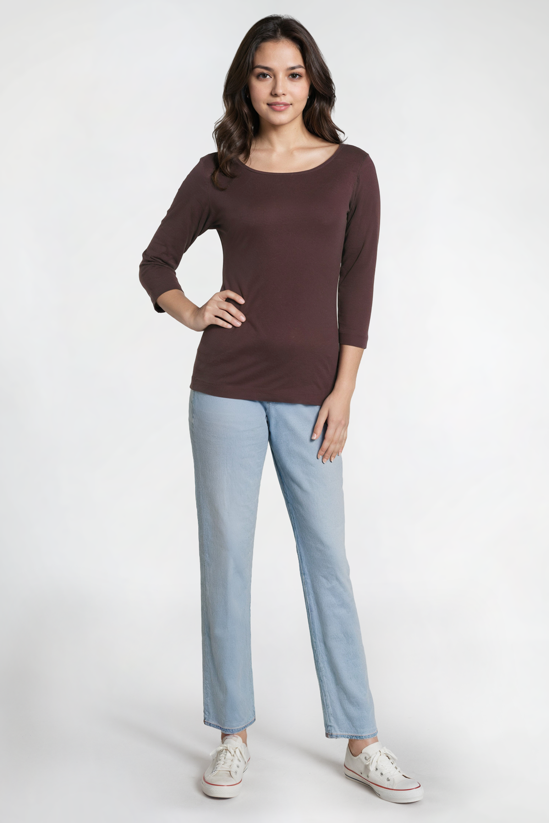3/4 Sleeve British Tee | Chocolate Plum