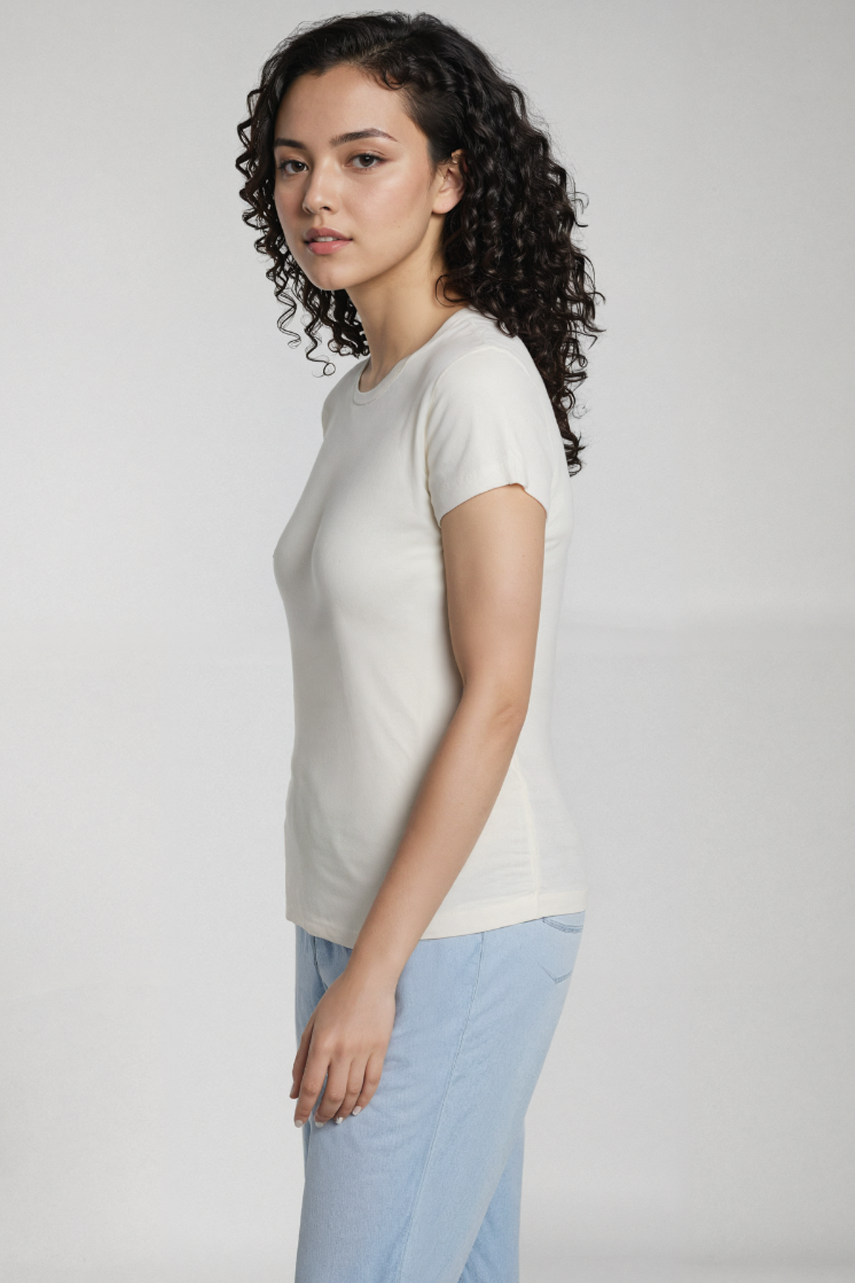 Crew-Neck Short Sleeve Tee | Egret