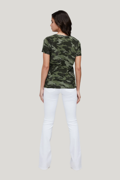 V-Neck Short Sleeve Tee | Forest Night Camo
