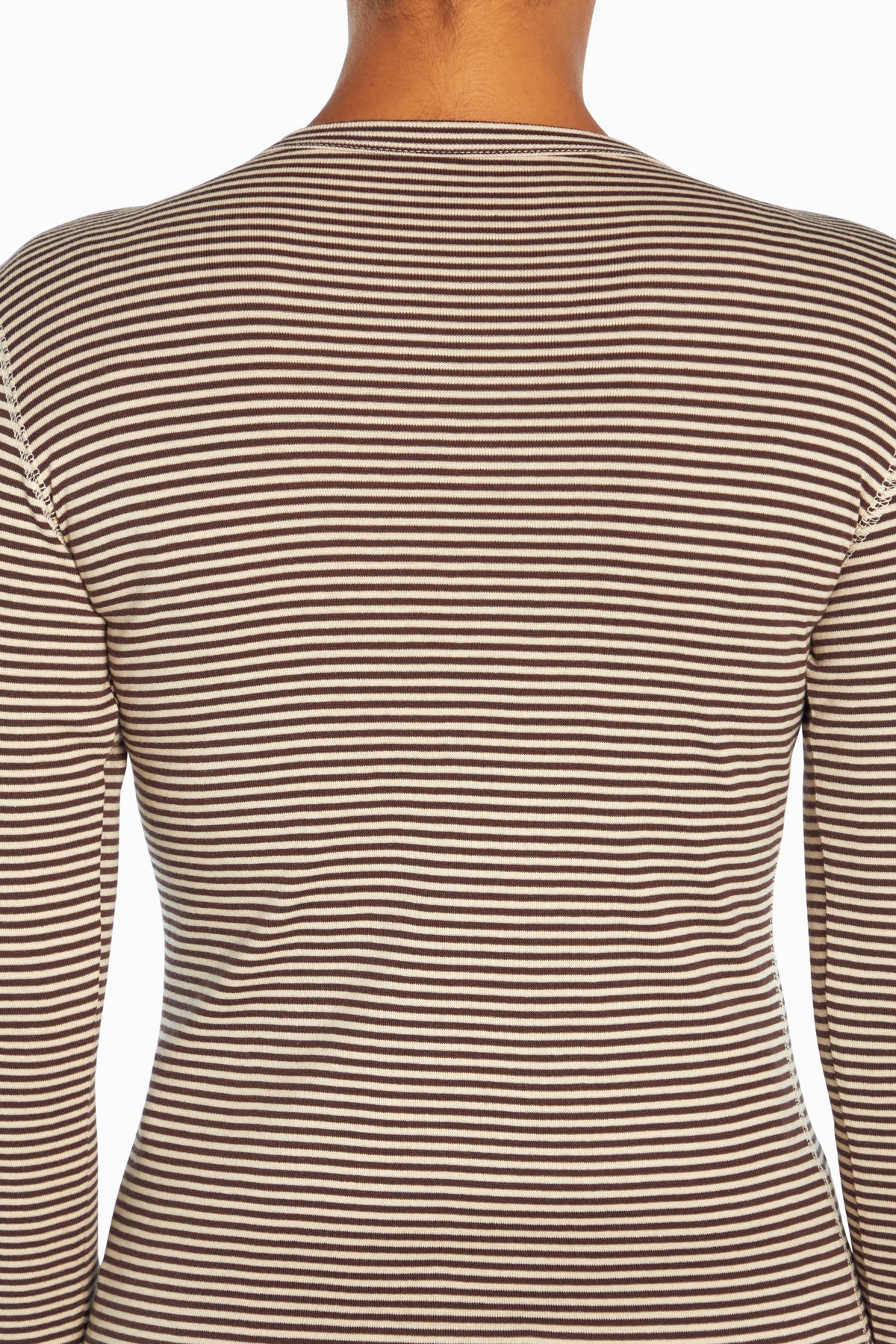 Stripe Long Sleeve Crewneck Tee | Coffee Bean Rainy Day Stripe